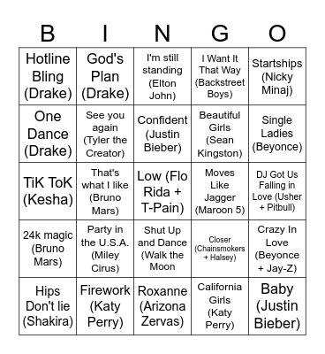 Bingo musical Bingo Card