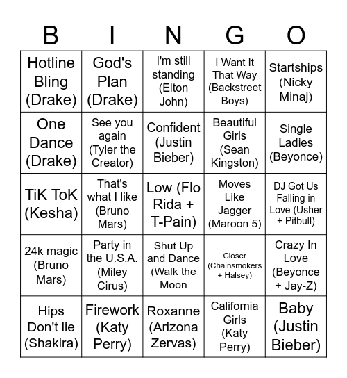 Bingo musical Bingo Card