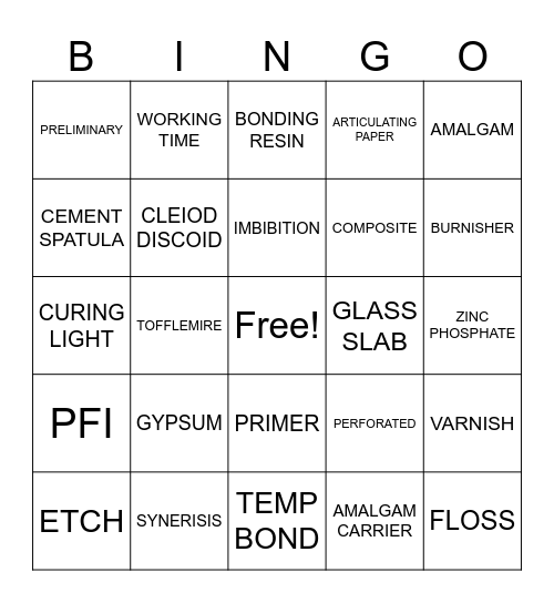 RESTORATIVE BINGO Card