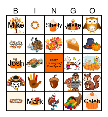 THANKSGIVING BINGO Card