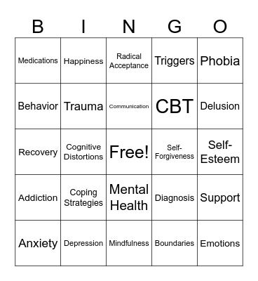 Mental Health Bingo! Bingo Card
