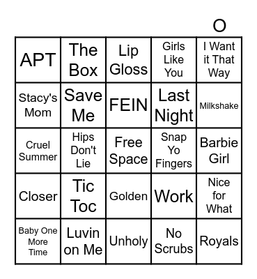 Music Bingo Card