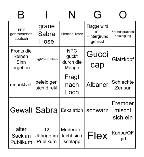 Güns Bingo Card