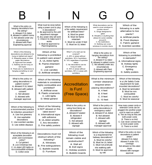 REGULATORY BINGO - Holiday Decoration Edition Bingo Card