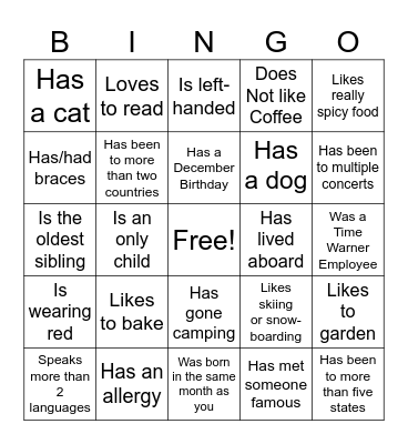 Icebreaker Bingo: Find Someone Who Bingo Card