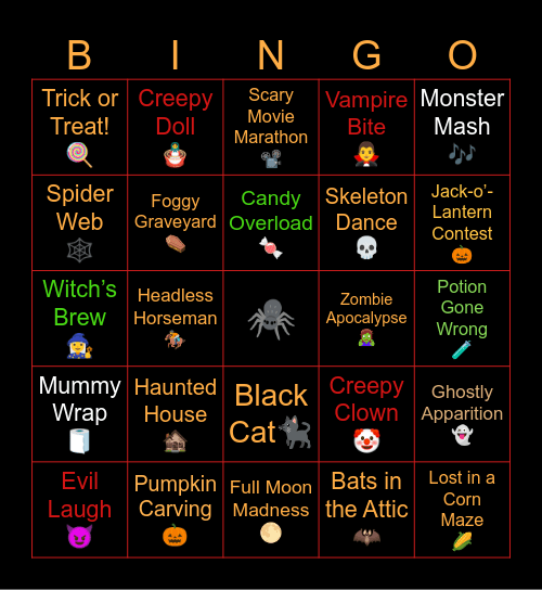 Halloween BINGO Card