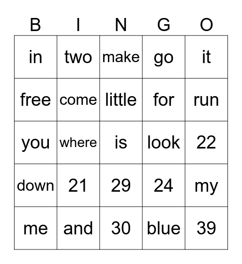 1-120 Bingo Card