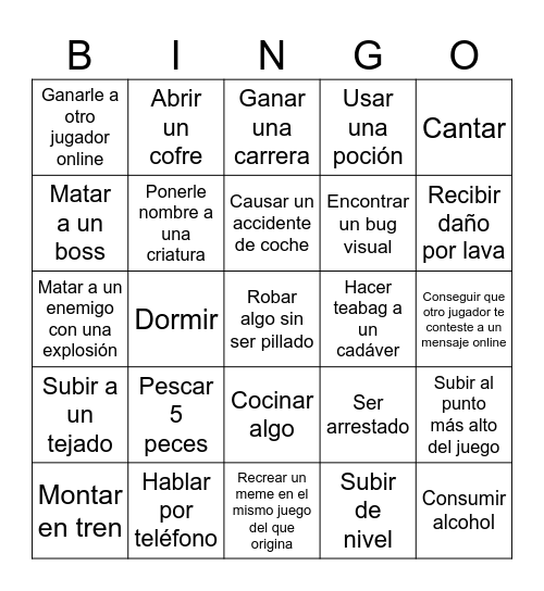 Secundarias Bingo Card