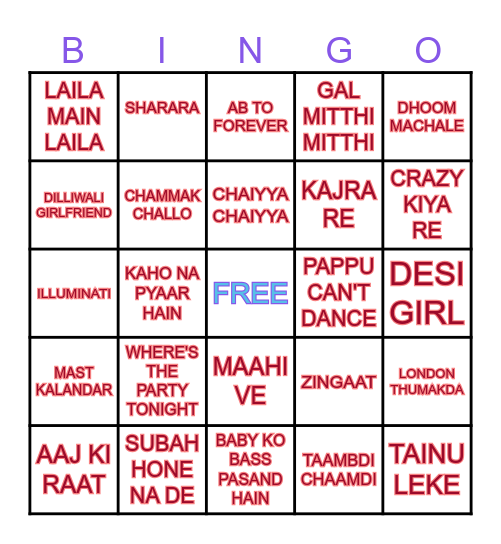 PARTY  SONGS BINGO!! Bingo Card