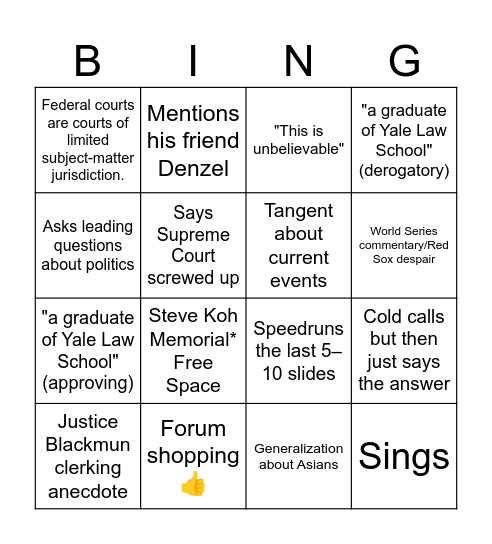 BingKoh Bingo Card
