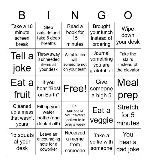 HYPE WEEK BINGO Card