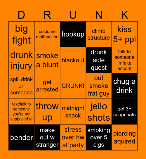 Halloweekend Bingo Card