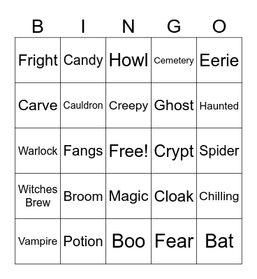 Halloween Bingo Card