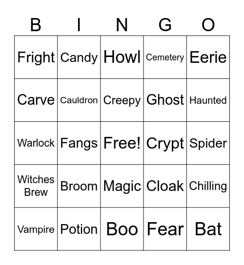 Halloween Bingo Card