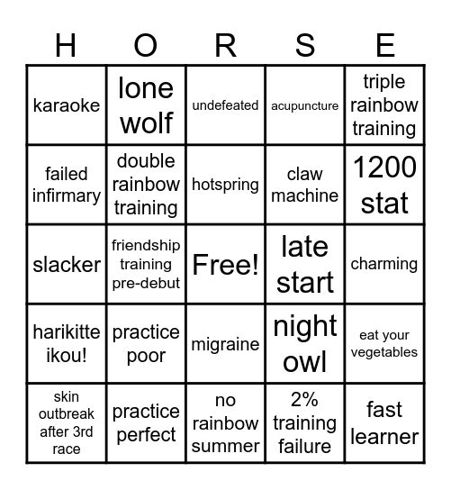 UwU Musume Bingo Card