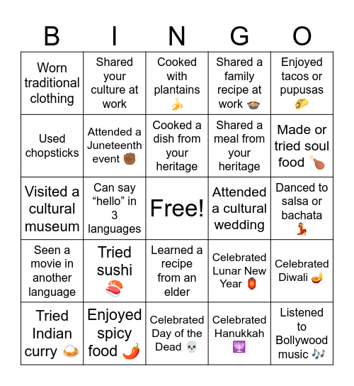 UNIFIED Bingo Card