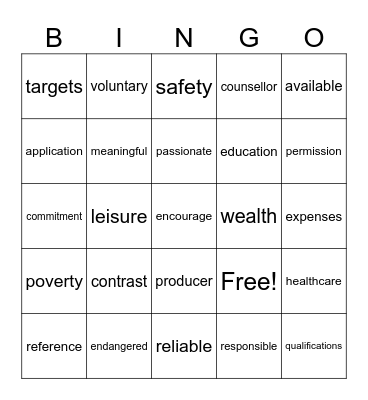 Mixed vocabulary IX Bingo Card
