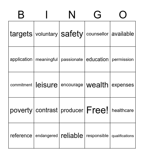 Mixed vocabulary IX Bingo Card