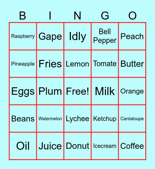 Half Hour Hangout Bingo Card