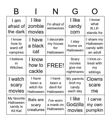 Spooky Halloween Bingo Card
