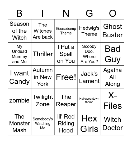 Spooky Season Bingo Card