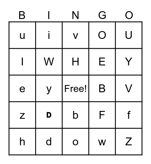 Ivy and Zoe Bingo Card