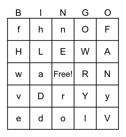 Linda and Levi Bingo Card