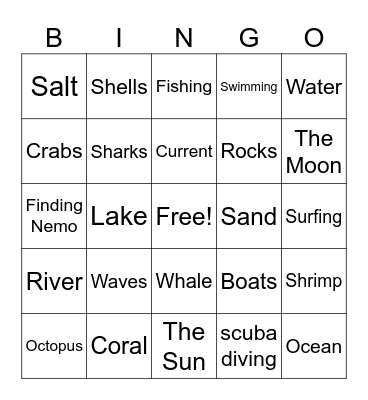 Ocean Bingo Card