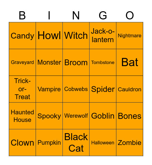 Halloween Bingo Card