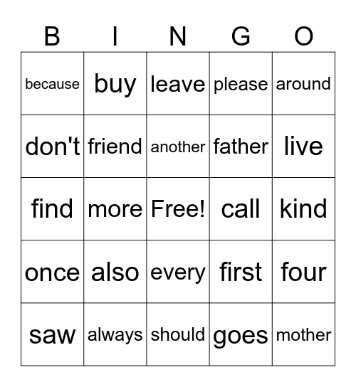 Eyeball Bingo Card