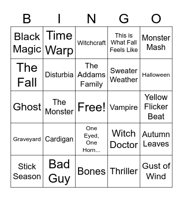 Halloween/Fall Bingo Card