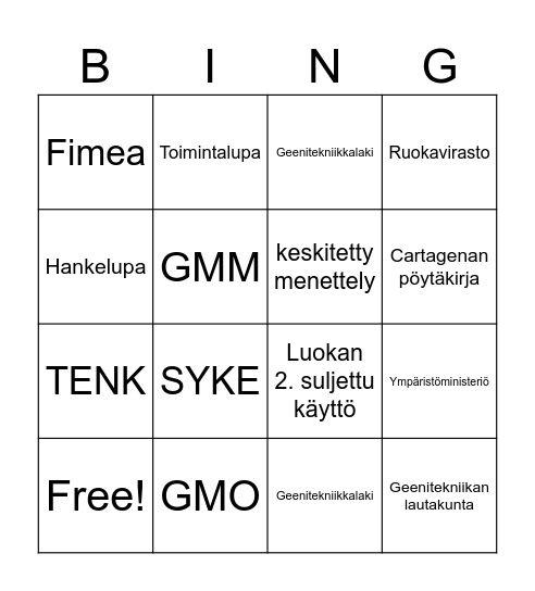 Biotekniikan lainsäädöntö Bingo Card
