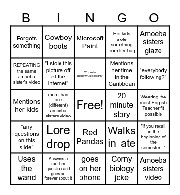 Roberts Bio120 Bingo Card