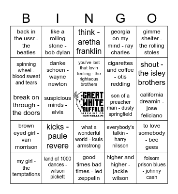 Back to the 60's Bingo Card