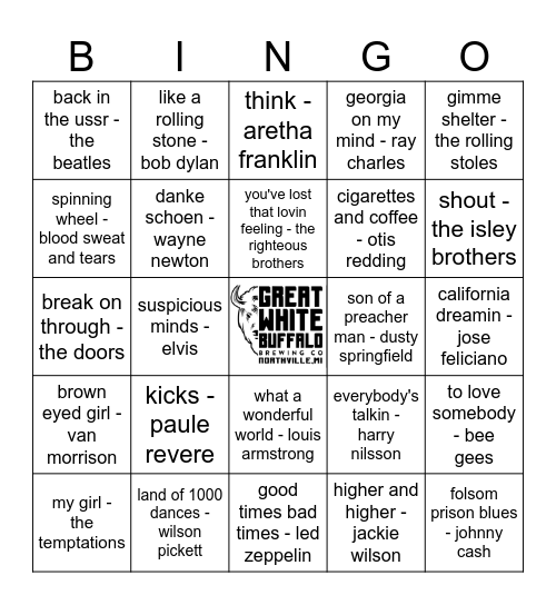 Back to the 60's Bingo Card