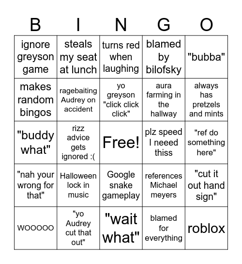 Julius Bingo Card