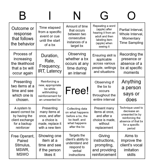 ABA Terms & Definitions Bingo Card