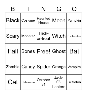 Halloween Bingo Card