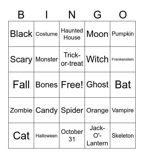 Halloween Bingo Card