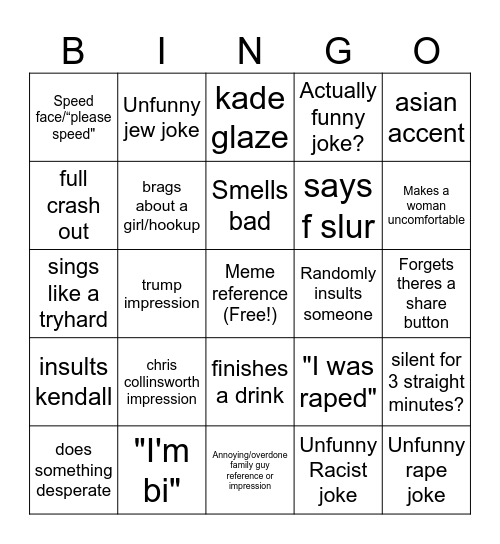 Charlie eldridge bingo Card