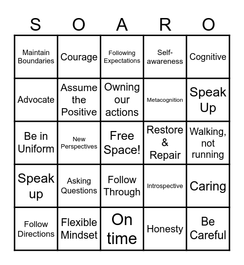 SOAR-o Card Bingo Card