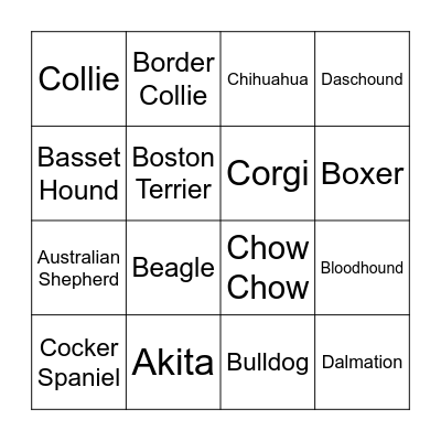 DOG BINGO Card