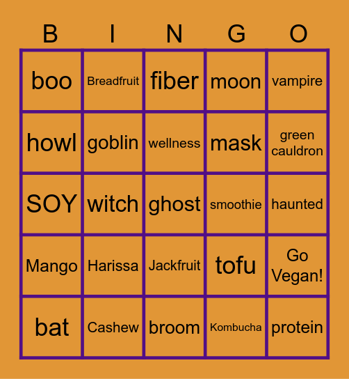 NAT BINGO 2nd place Bingo Card