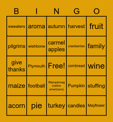 Thanksgiving Bingo Card