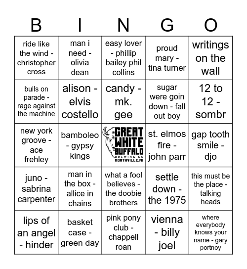 Nolan's Mix 2 Bingo Card