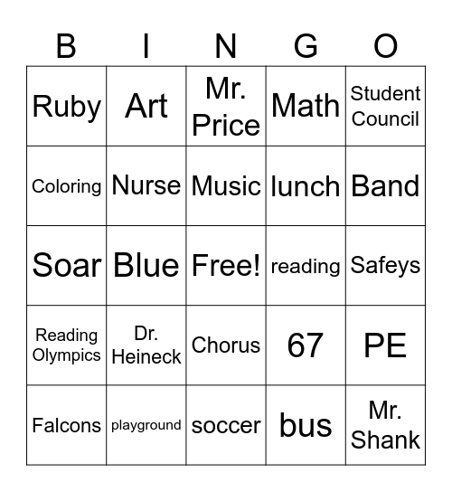 Franconia Falcons Bingo Card
