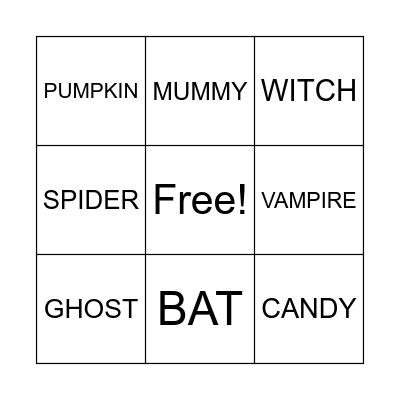 SPOOKY SCARY BINGO Card