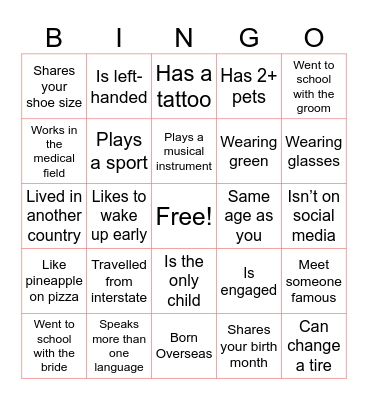 Guest Bingo Card