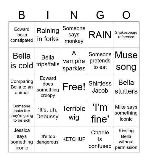 TWILIGHT BINGO Card