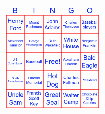Party in the USA Bingo Card